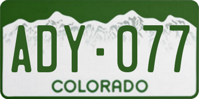 CO license plate ADY077