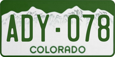 CO license plate ADY078