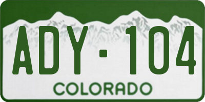 CO license plate ADY104