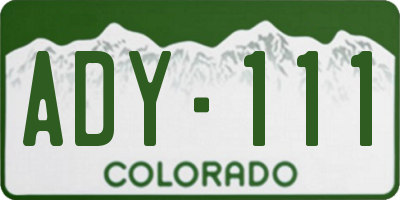 CO license plate ADY111