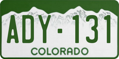 CO license plate ADY131