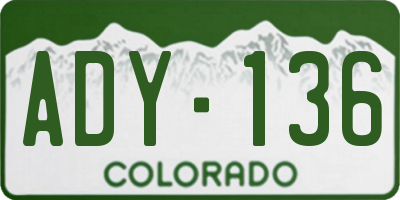 CO license plate ADY136
