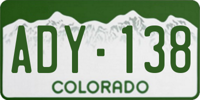 CO license plate ADY138