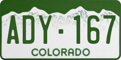 CO license plate ADY167