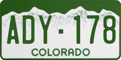 CO license plate ADY178