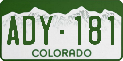 CO license plate ADY181