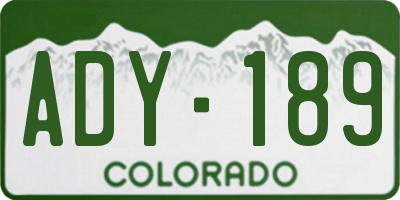 CO license plate ADY189