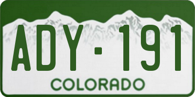 CO license plate ADY191