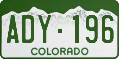 CO license plate ADY196