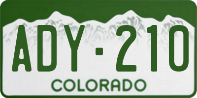 CO license plate ADY210