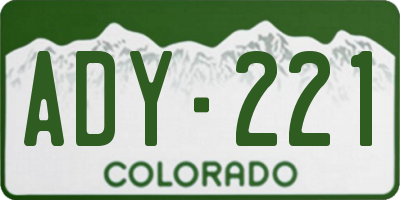 CO license plate ADY221