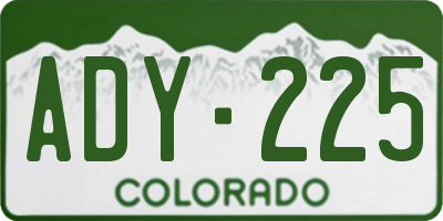 CO license plate ADY225