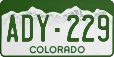 CO license plate ADY229