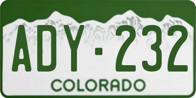 CO license plate ADY232