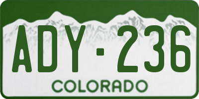 CO license plate ADY236