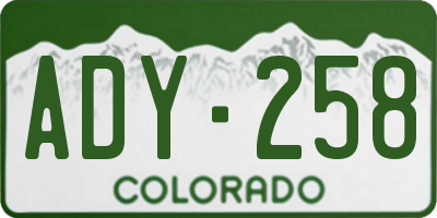 CO license plate ADY258