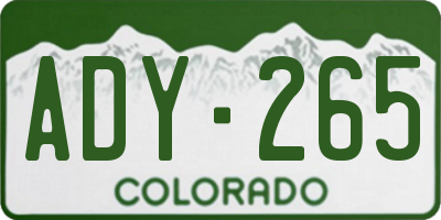 CO license plate ADY265
