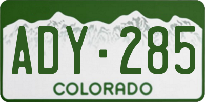 CO license plate ADY285