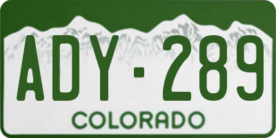CO license plate ADY289