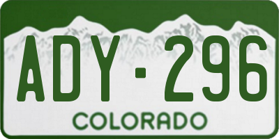 CO license plate ADY296