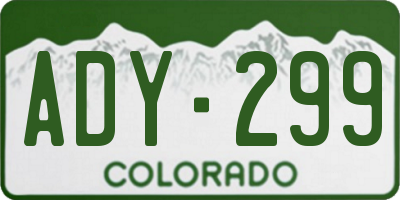 CO license plate ADY299