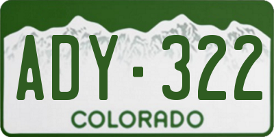 CO license plate ADY322