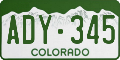 CO license plate ADY345