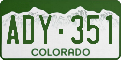 CO license plate ADY351