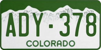 CO license plate ADY378