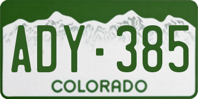 CO license plate ADY385