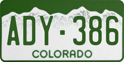 CO license plate ADY386