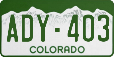 CO license plate ADY403