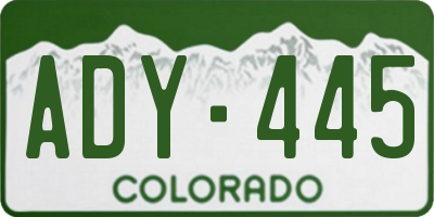 CO license plate ADY445
