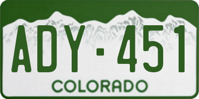 CO license plate ADY451