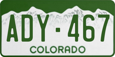 CO license plate ADY467