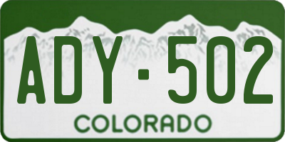 CO license plate ADY502