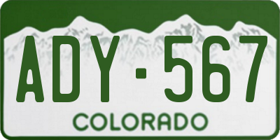 CO license plate ADY567