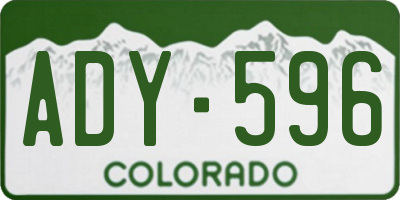 CO license plate ADY596