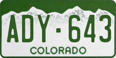 CO license plate ADY643
