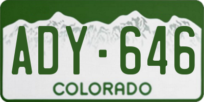 CO license plate ADY646