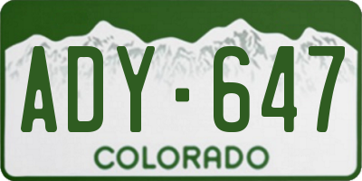 CO license plate ADY647