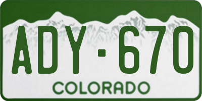 CO license plate ADY670