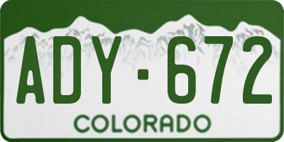 CO license plate ADY672