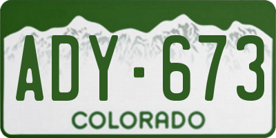 CO license plate ADY673