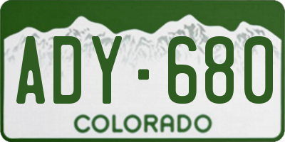 CO license plate ADY680