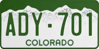 CO license plate ADY701