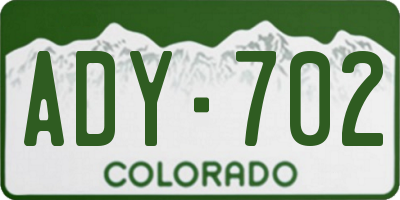 CO license plate ADY702