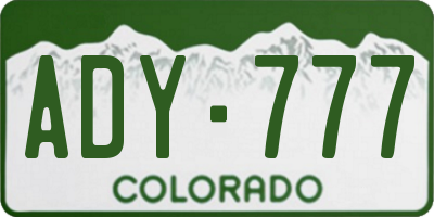 CO license plate ADY777