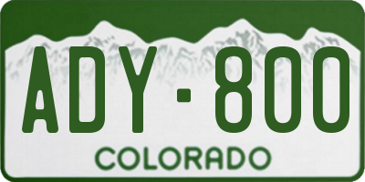 CO license plate ADY800