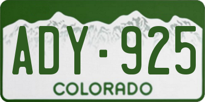 CO license plate ADY925